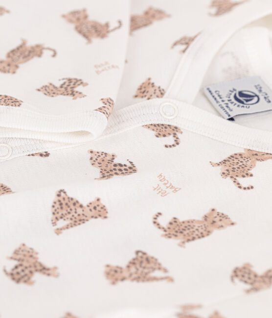 Tutina pigiama in cotone stampato bianco MARSHMALLOW/bianco MULTICO