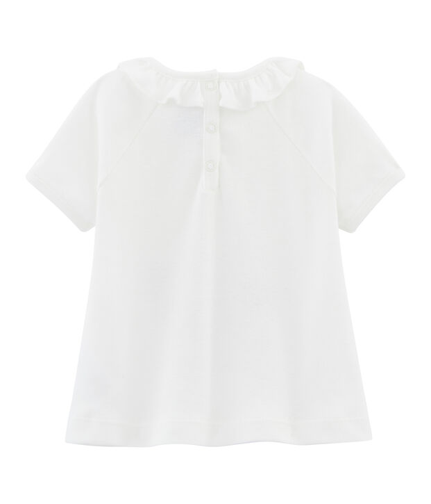 T-shirt a tinta unita beb&egrave; femmina bianco/multicolore
