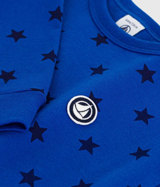 T-shirt a maniche lunghe in cotone con stampa bambina blu OLYMPIC+SOIR