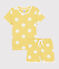 Pigiama bambino corto a pois a costine giallo BLE/bianco ECUME