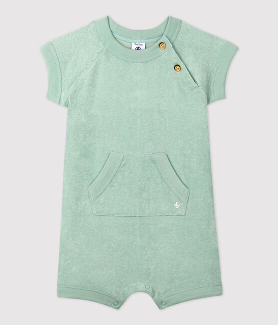 Tutina corta bebè in spugna bouclette verde HERBIER