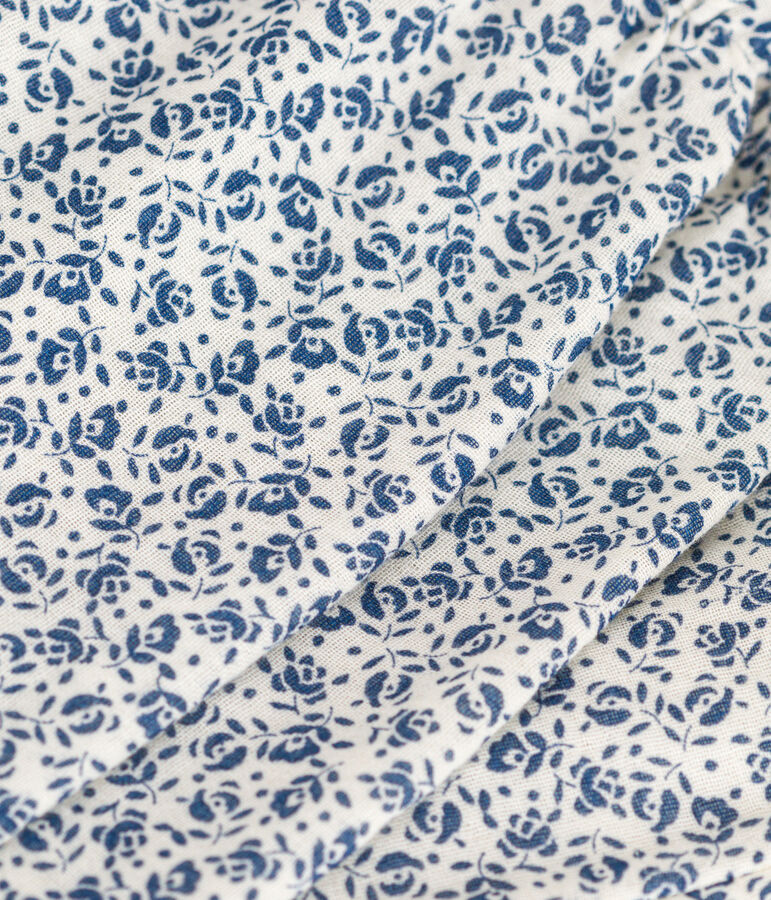 Pantaloni beb&egrave; in garza di cotone fantasia ecru/blu