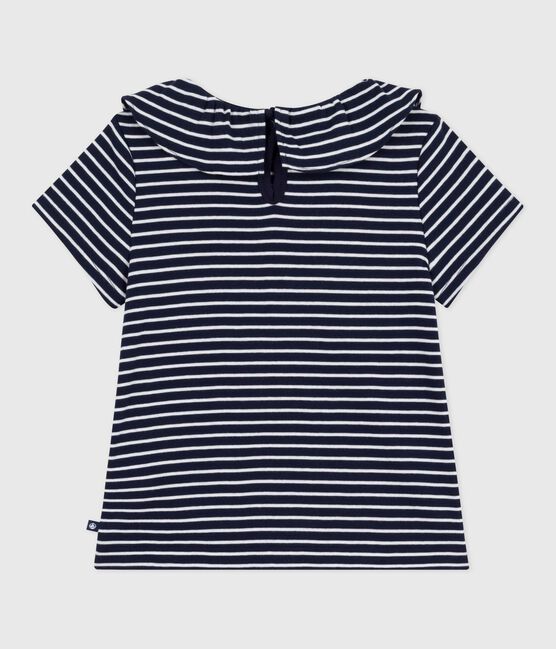 T-shirt a maniche corte a righe bambina blu SMOKING/bianco MARSHMALLOW