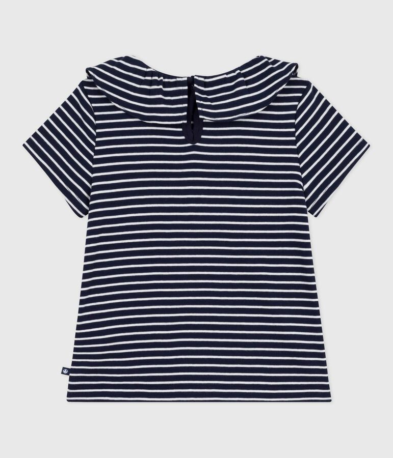 T-shirt a maniche corte a righe bambina blu/bianco
