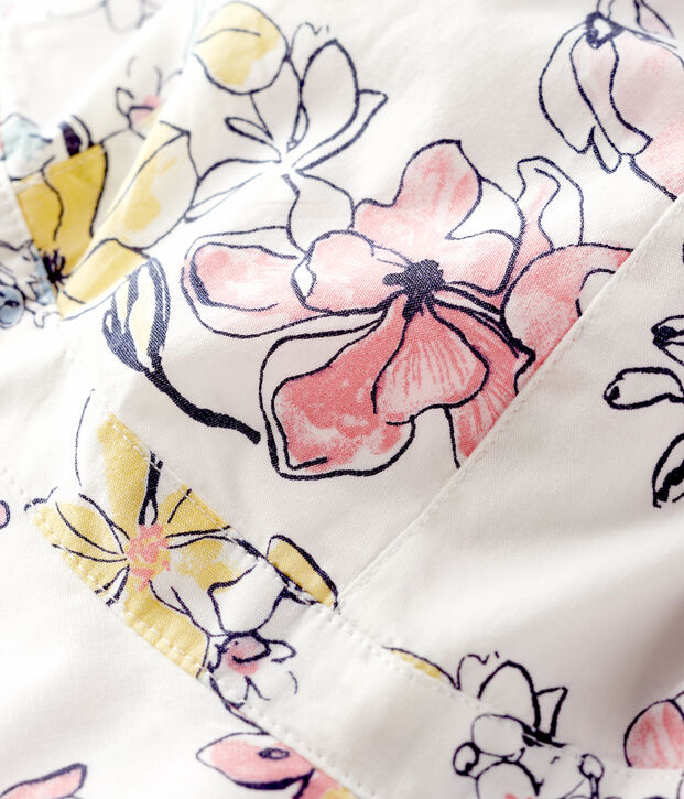 Cappellino in popeline bambina bianco/multicolore