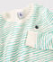 Pigiama snugfit fantasia onde verdi bambino in cotone bianco MARSHMALLOW/ VERT