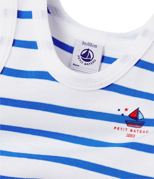 Combicourt b&eacute;b&eacute; gar&ccedil;on ray&eacute; bianco/blu