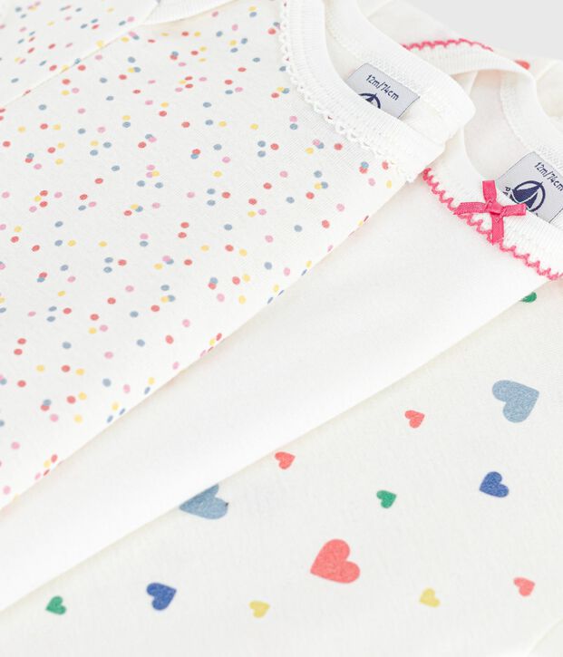 Set di body a maniche corte in cotone con stampa a cuori neonato multicolore