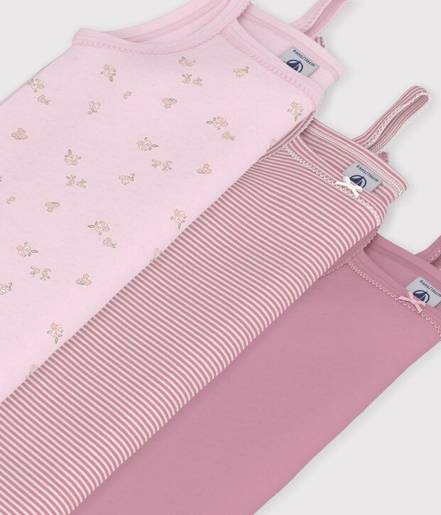 Set di canotte in cotone a fiori bambina multicolore