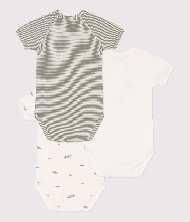 Confezione da 3 body incrociati manica corta in cotone stampato multicolore