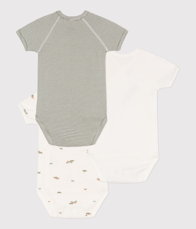 Confezione da 3 body incrociati manica corta in cotone stampato multicolore