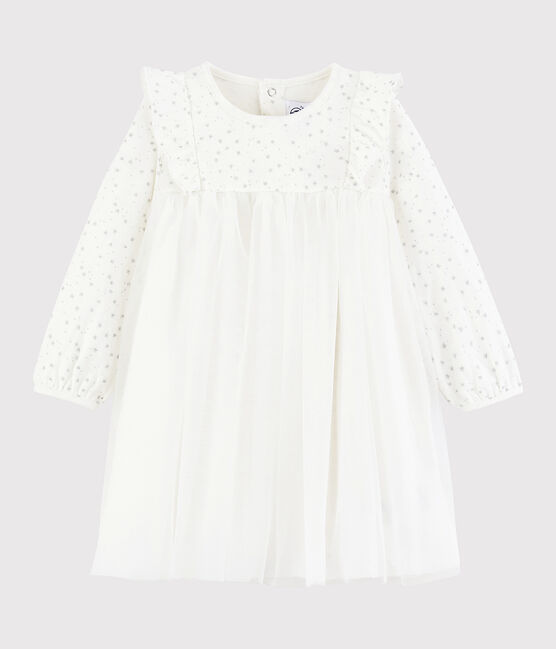 Abito a maniche lunghe da bebè femmina bianco MARSHMALLOW/grigio ARGENT