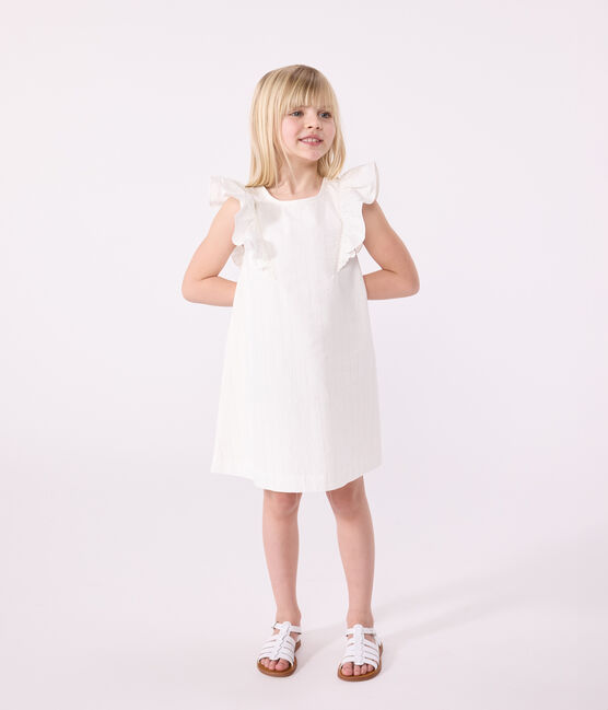 Abito a maniche corte in cotone bambina bianco MARSHMALLOW/grigio ARGENT