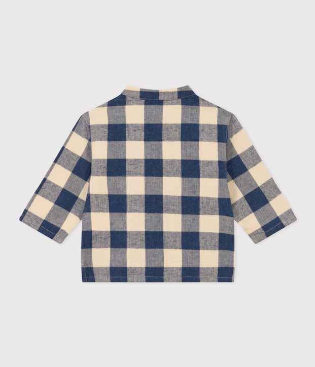 Camicia di flanella a qudri per beb&egrave; blu/ecru