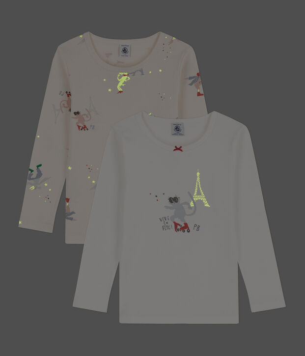 Confezione da 2 T-shirt a maniche lunghe bambina/bambino cotone multicolore