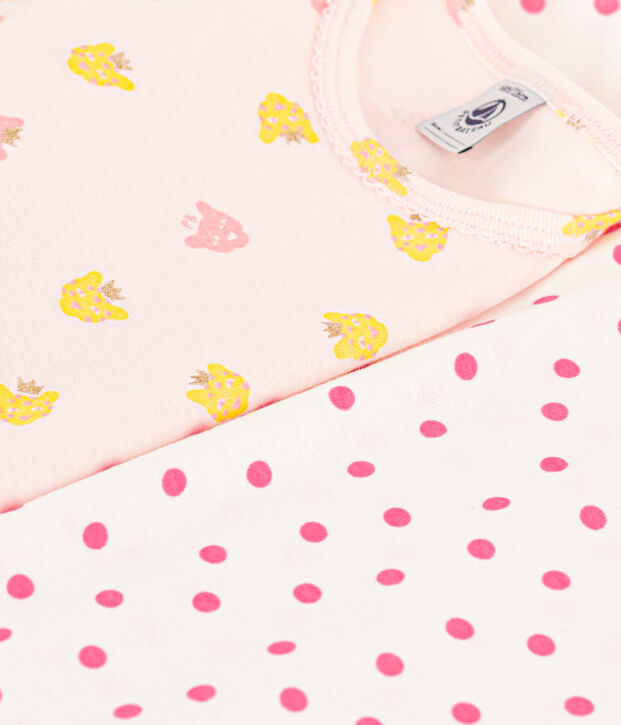 Confezione da 2 pigiami bambina con pantere e a pois in cotone multicolore