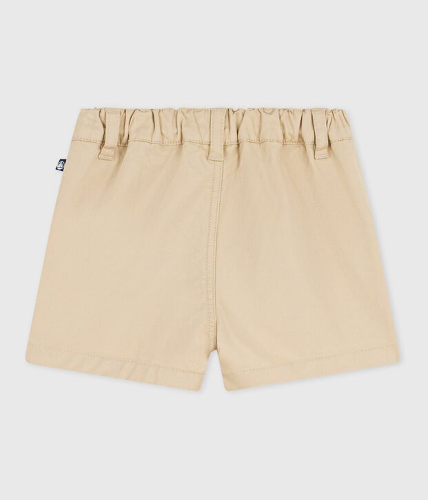 Shorts in cotone tinta unita neonato beige