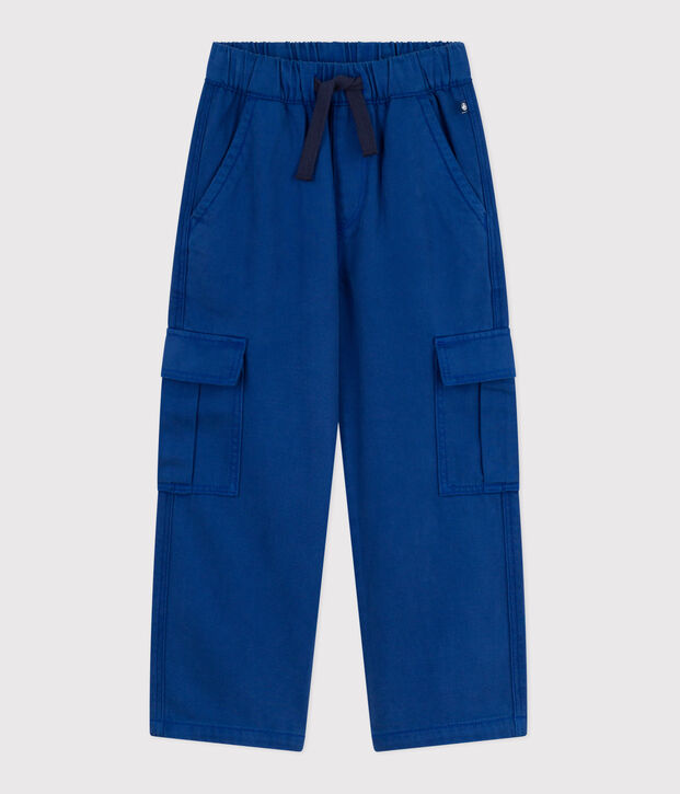 Pantaloni cargo in lyocell tinta unita bambino blu