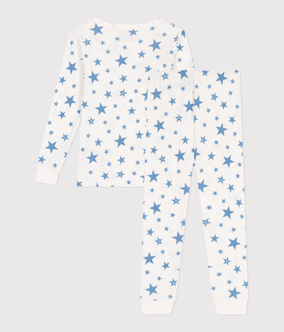 Pigiama per bambini molto aderente in cotone stampato  bianco MARSHMALLOW/blu ALASKA