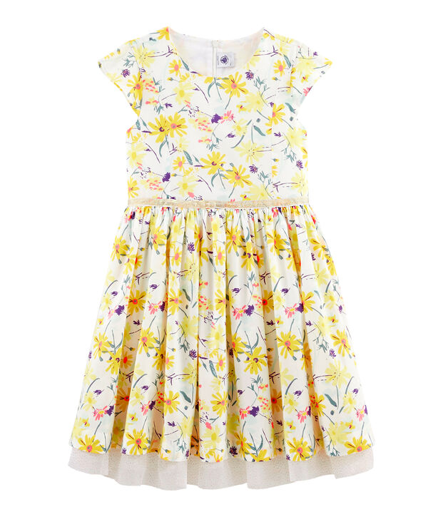 Vestito a maniche corte bambina bianco/multicolore