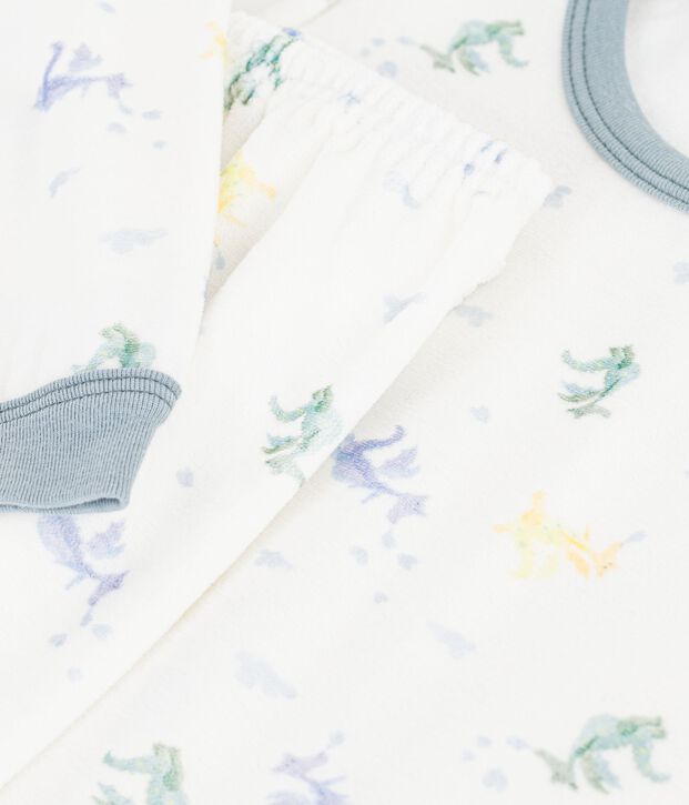 Pigiama in ciniglia stampata bambino bianco/blu/multicolore