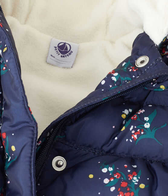 Piumino per bebé femmina stampato blu SMOKING/bianco MULTICO