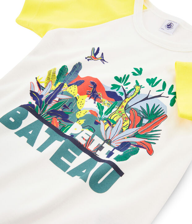 Pigiama corto bambino a costine bianco/multicolore