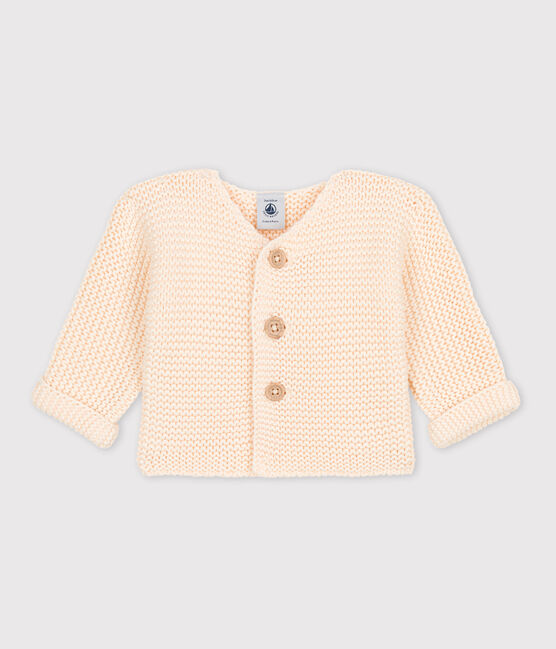 Cardigan bebè in tricot in cotone a punto legaccio ecru AVALANCHE