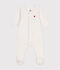 Tutina unisex in velluto/ciniglia con body integrato a tinta unita bianco