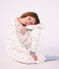 Pigiama in spugna di cotone con stampa a cuori donna ecru/multicolore