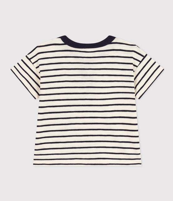 T-shirt bebè a maniche corte in jersey fiammato bianco AVALANCHE/blu SMOKING