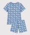 Pigiama short in cotone fantasia balena bambino blu BEACH/ MARSHMALLOW