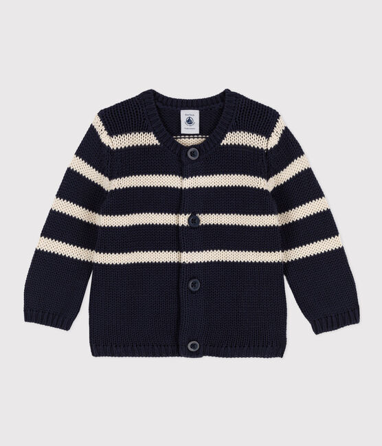Cardigan bebè in maglia di cotone a righe blu SMOKING/ AVALANCHE