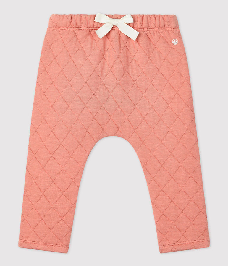 Pantalone in tubique trapuntato beb&egrave; rosa