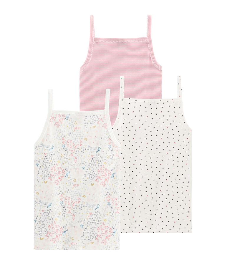 Trio di canottiere con spalline bambina multicolore