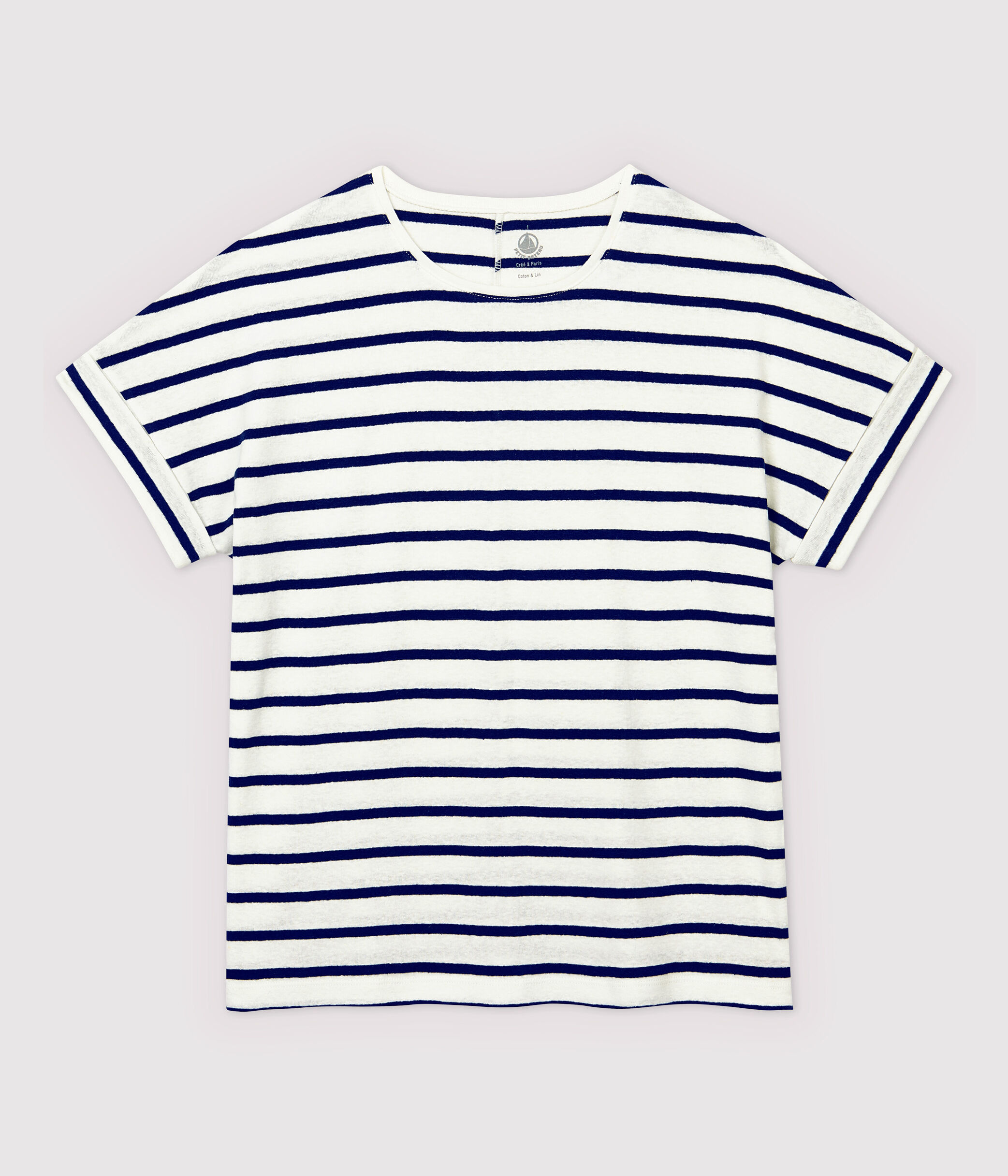 T shirt in cotone lino a righe Donna 5963401220