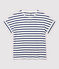 T-shirt in cotone/lino a righe Donna bianco MARSHMALLOW/blu MEDIEVAL