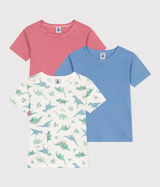 Set di 3 T-shirt bambino a maniche corte in cotone con dinosauri variante 1