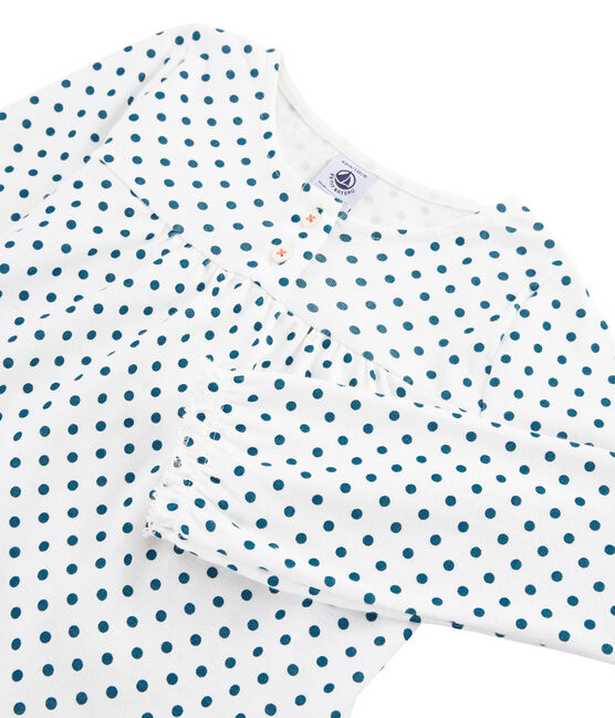 Pigiama bambina a costine bianco MARSHMALLOW/blu CONTES