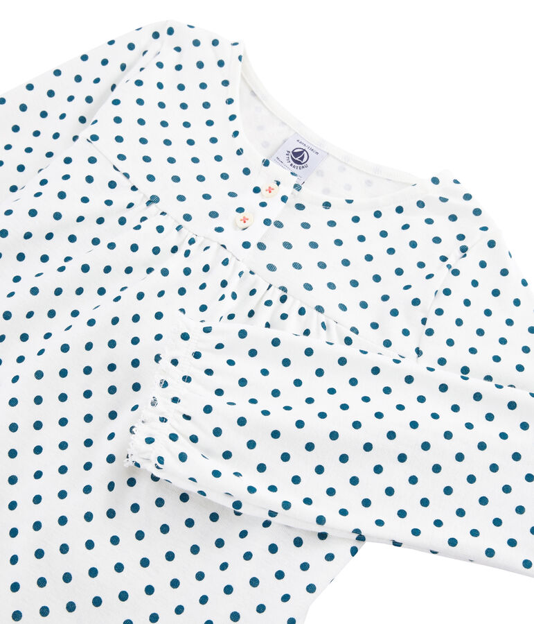 Pigiama bambina a costine bianco MARSHMALLOW/blu CONTES