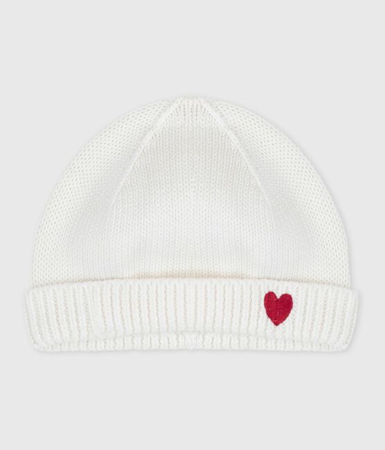 Cuffietta nascita in cotone lavorato a maglia bianco MARSHMALLOW