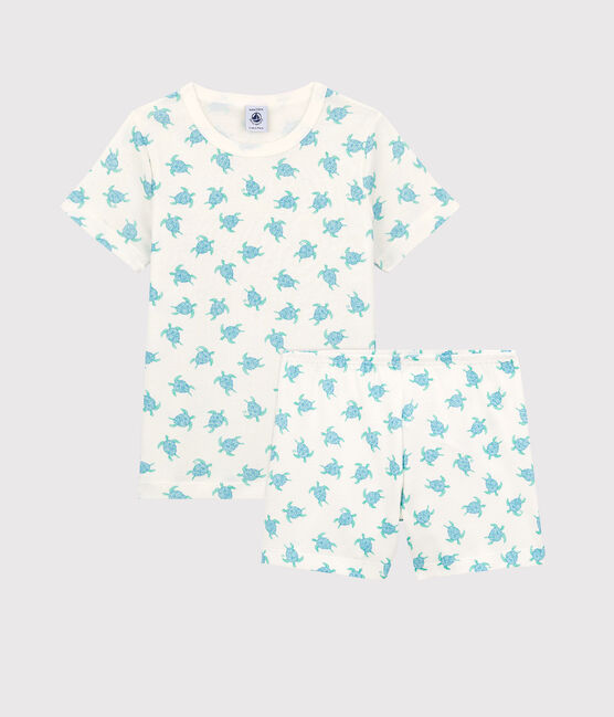 Pigiama corto bambina bambino in cotone bianco MARSHMALLOW/bianco MULTICO