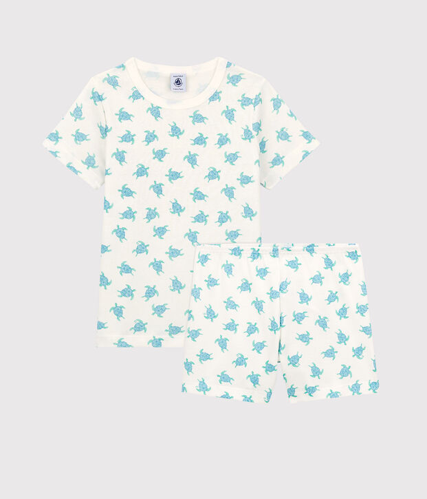 Pigiama corto bambina bambino in cotone bianco/multicolore