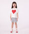 Pigiama corto in cotone con stampa a cuori bambino bianco MARSHMALLOW/blu SMOKING