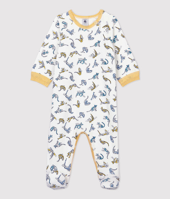 Tutina pigiama fantasia pantere in cotone bianco MARSHMALLOW/bianco MULTICO