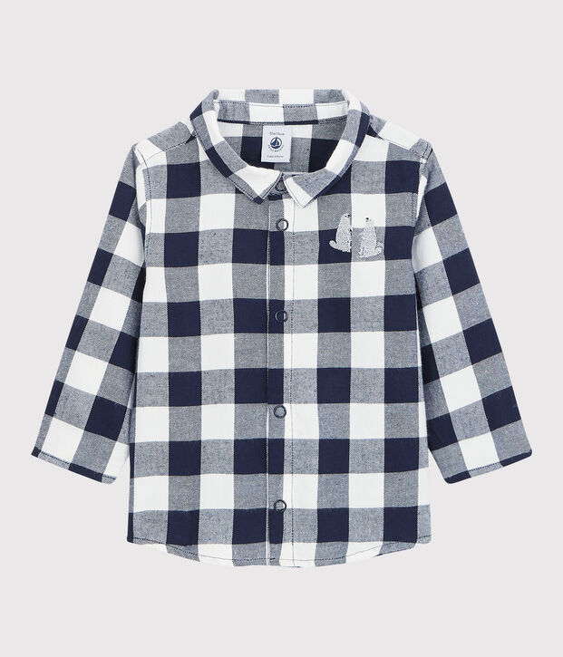 Camicia in cotone beb&egrave;. blu/bianco