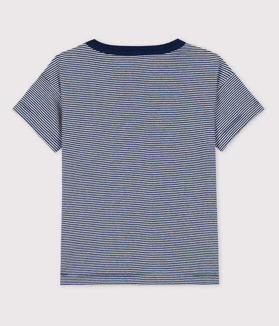 T-shirt bambino Petit Bateau x Water Family blu MEDIEVAL/bianco MARSHMALLOW