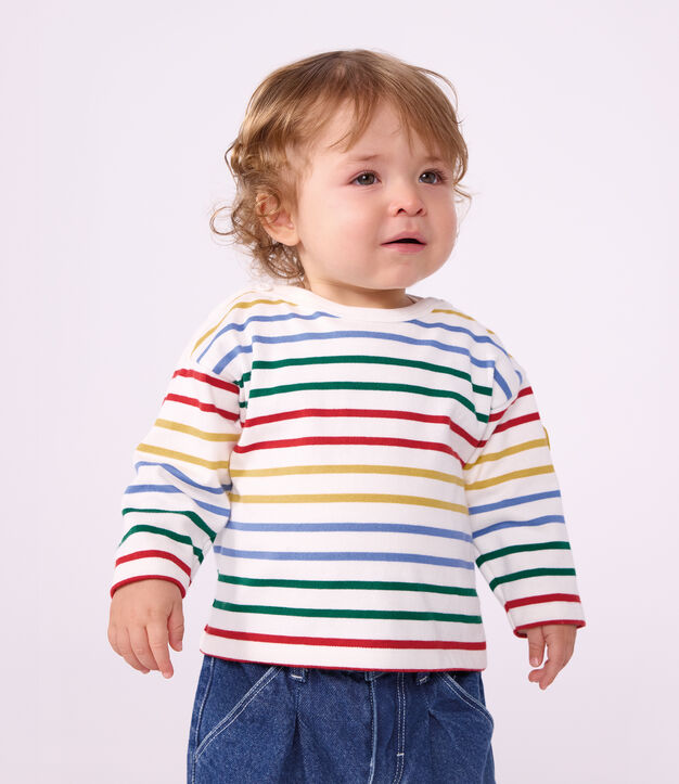 Marini&egrave;re in cotone neonato bianco/multicolore