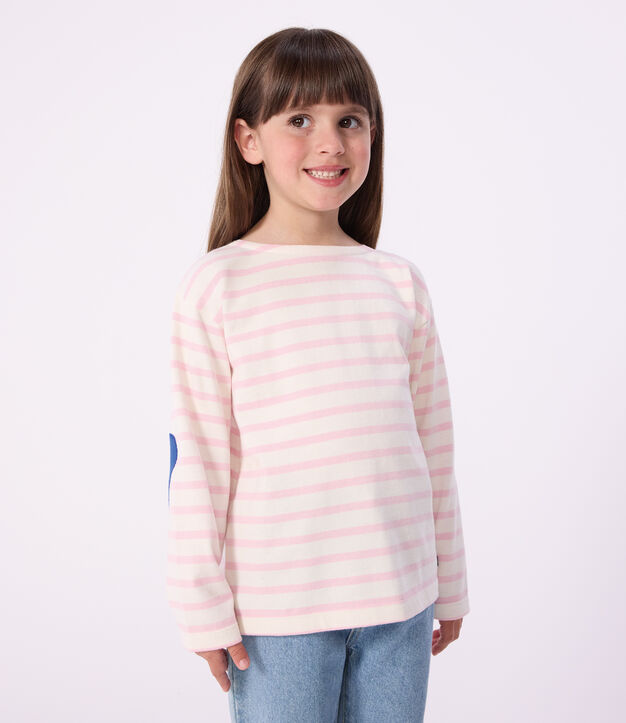 Marini&egrave;re in cotone a righe bambino rosa/rosa
