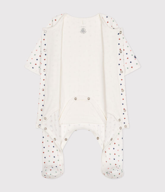 Bodyjama stampa cuoricini in tubique bebè bianco MARSHMALLOW/bianco MULTICO